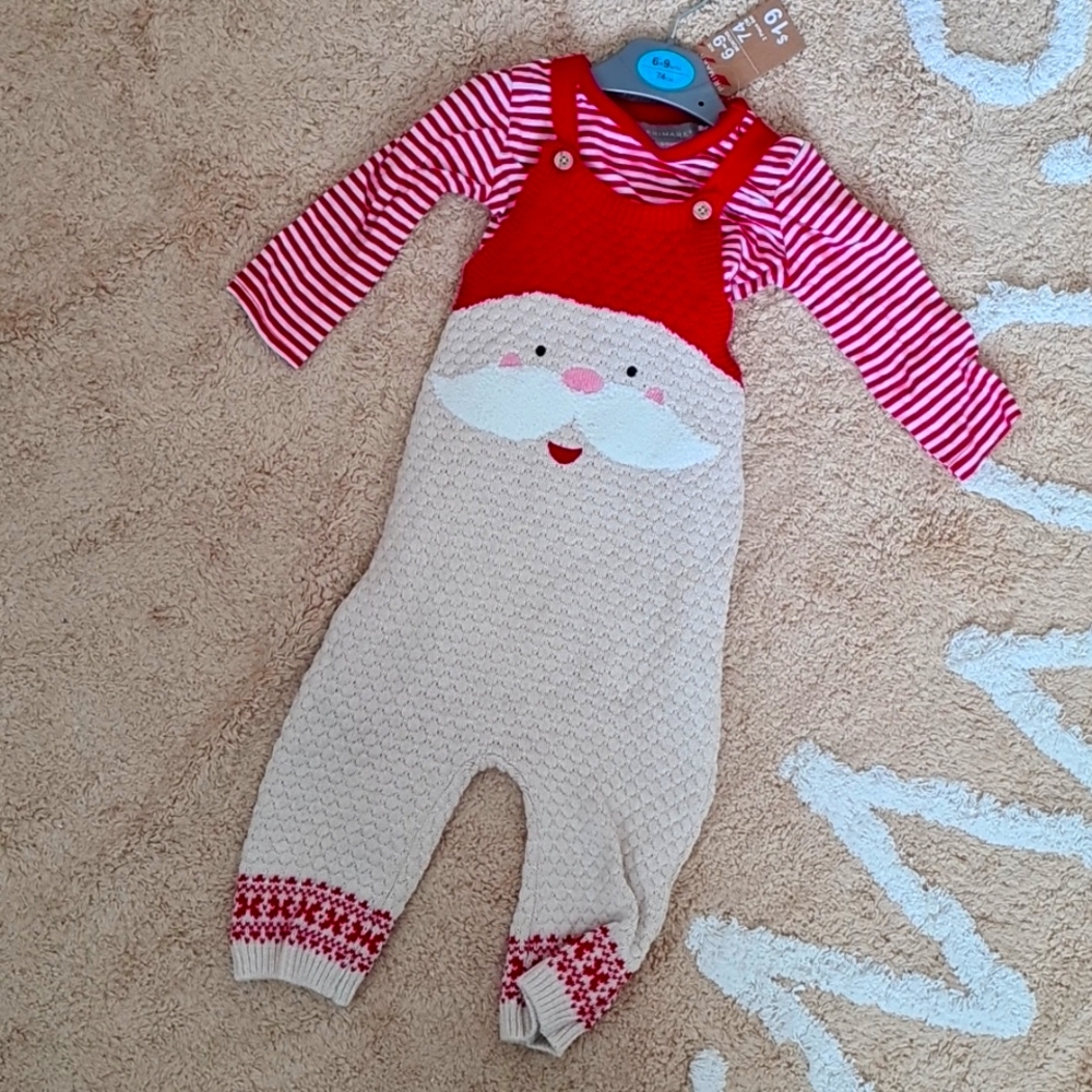 Primark 2 pc 6-9M Santa Claus Jumpsuit